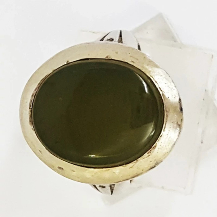 انگشتر مردانه رکاب دست ساز نقره 925 نگین یشم طبیعی و معدنی
