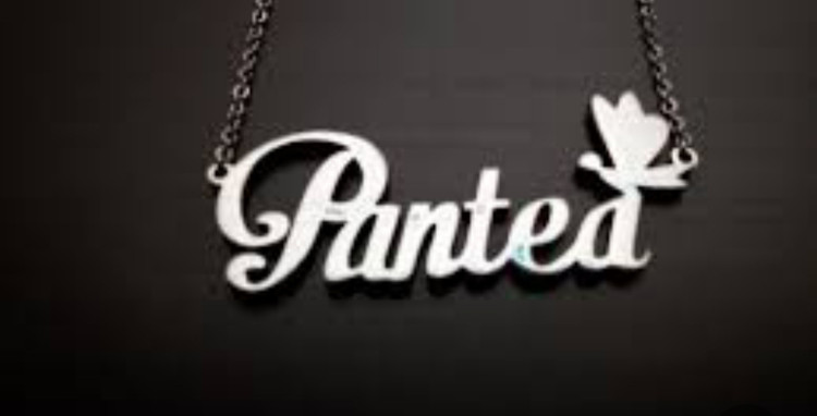 گردنبند نقره طرح اسم پانته آ به لاتین pantea متصل به زنجیر نقره عیار ۹۲۵