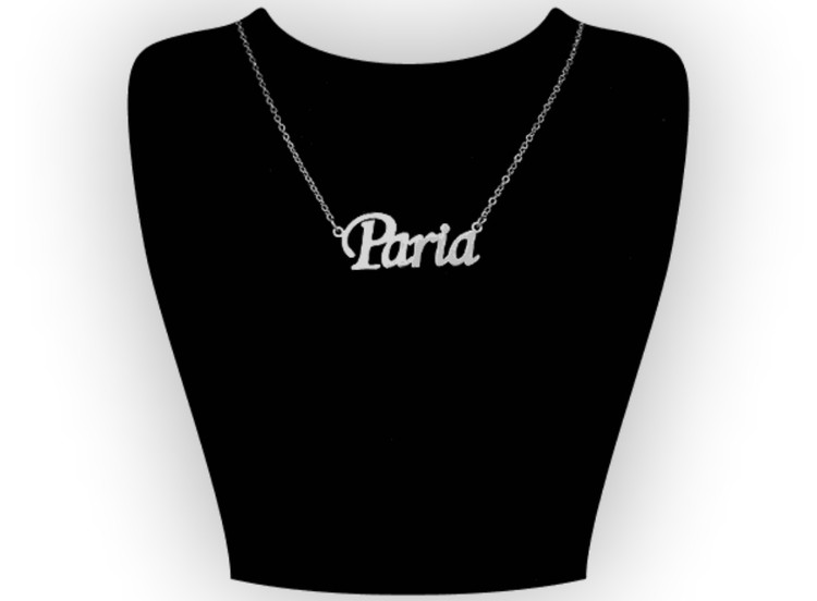 گردنبند نقره دخترانه طرح اسم پریا به لاتین Paria متصل به زنجیر نقره عیار 925