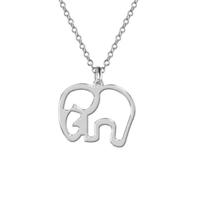 گردن بند نقره مدل فیل همراه با زنجیر نقره عیار 925