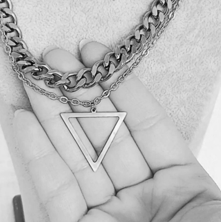 گردن بند دولاین نقره مدل مثلث
