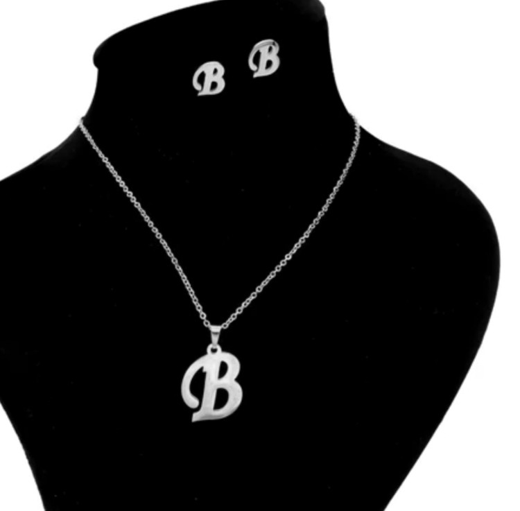 نیم ست نقره زنانه مدل حرف B