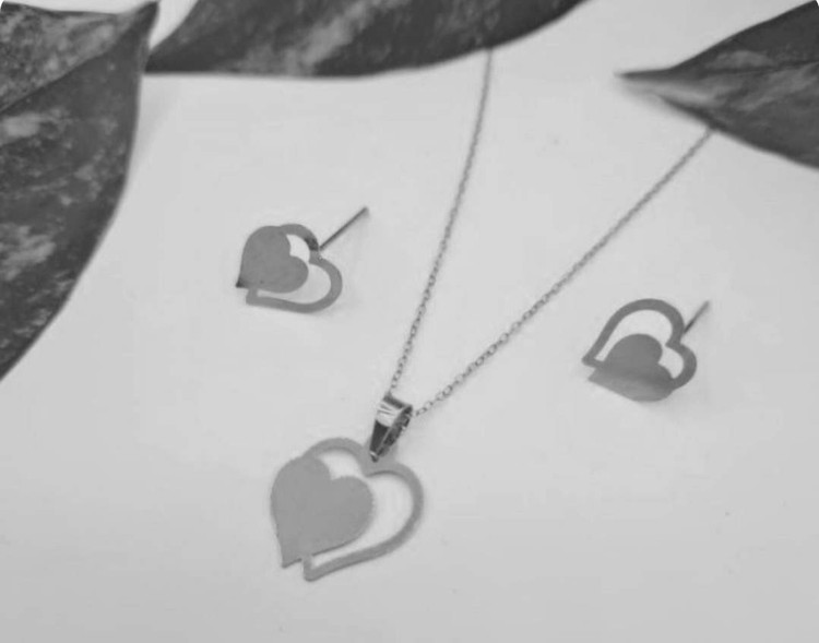 نیم ست نقره مدل دوقلب زیبا
