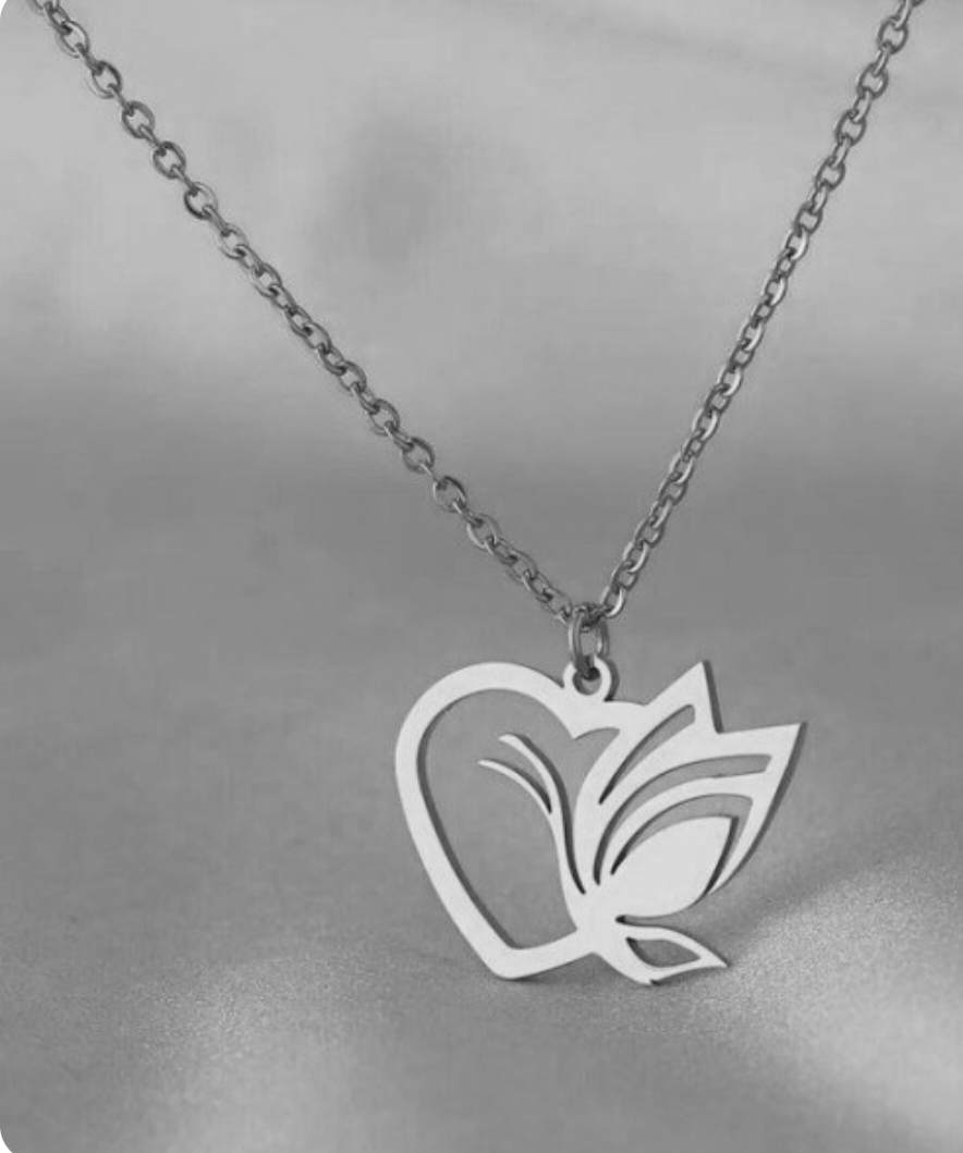 گردنبند نقره مدل شاپرک و قلب