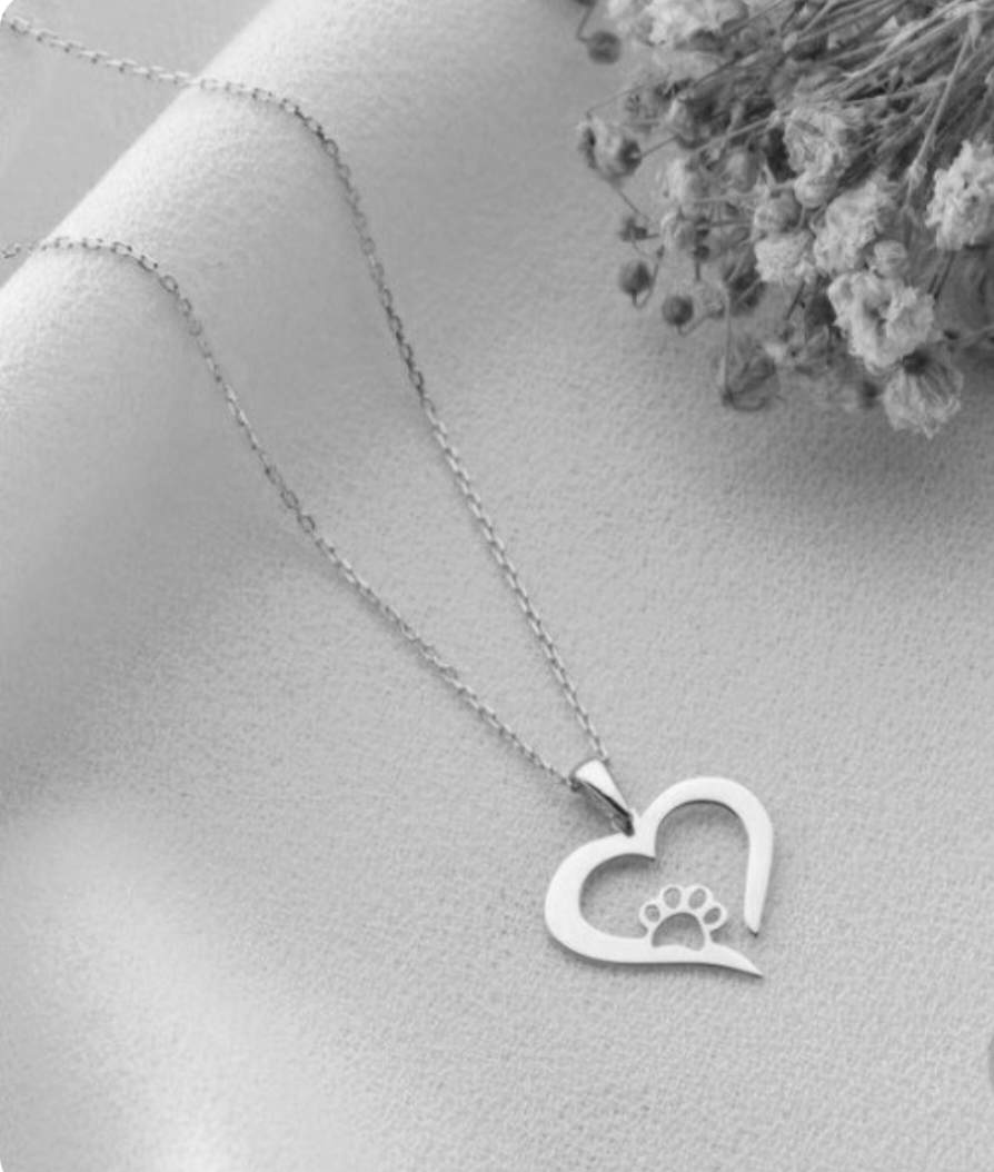گردنبند زنانه نقره مدل قلب و پنجه