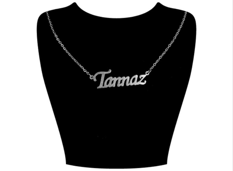 گردنبند زنانه نقره اسم تناز به لاتین Tannazمتصل به زنجیر نقره عیار 925